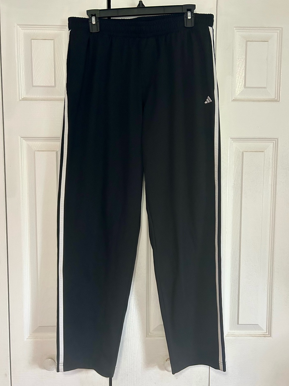 adidas Black Track Pants with White Side Stripes